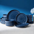 Famiware Ripple 18-Piece Stoneware Dinnerware Set - Abyssal Blue - 01
