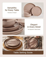 Famiware Ripple 18-Piece Stoneware Dinnerware Set - Brown - 03