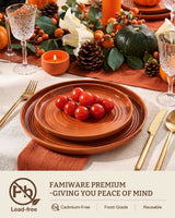 Famiware Ripple 18-Piece Stoneware Dinnerware Set - Terracotta - 02