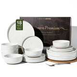 Famiware Ripple 18-Piece Stoneware Dinnerware Set - White - 01