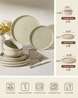 Famiware Ripple 18-Piece Stoneware Dinnerware Set - White Honey - 07