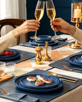 Famiware Ripple 24-Piece Stoneware Dinnerware Set - Abyssal Blue - 02