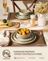 Famiware Ripple 24-Piece Stoneware Dinnerware Set - White Honey - 03