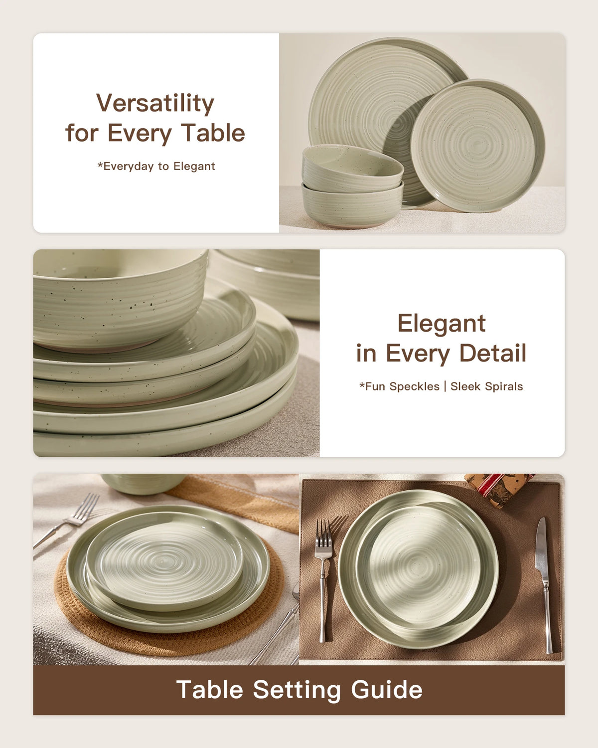 Famiware Ripple 24-Piece Stoneware Dinnerware Set - White Honey - 04