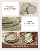 Famiware Ripple 24-Piece Stoneware Dinnerware Set - White Honey - 04