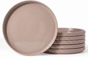 Famiware Star Line 10-Inch Stoneware Dinner Plates, Set of 6 - Cinnamon Brown - image 1