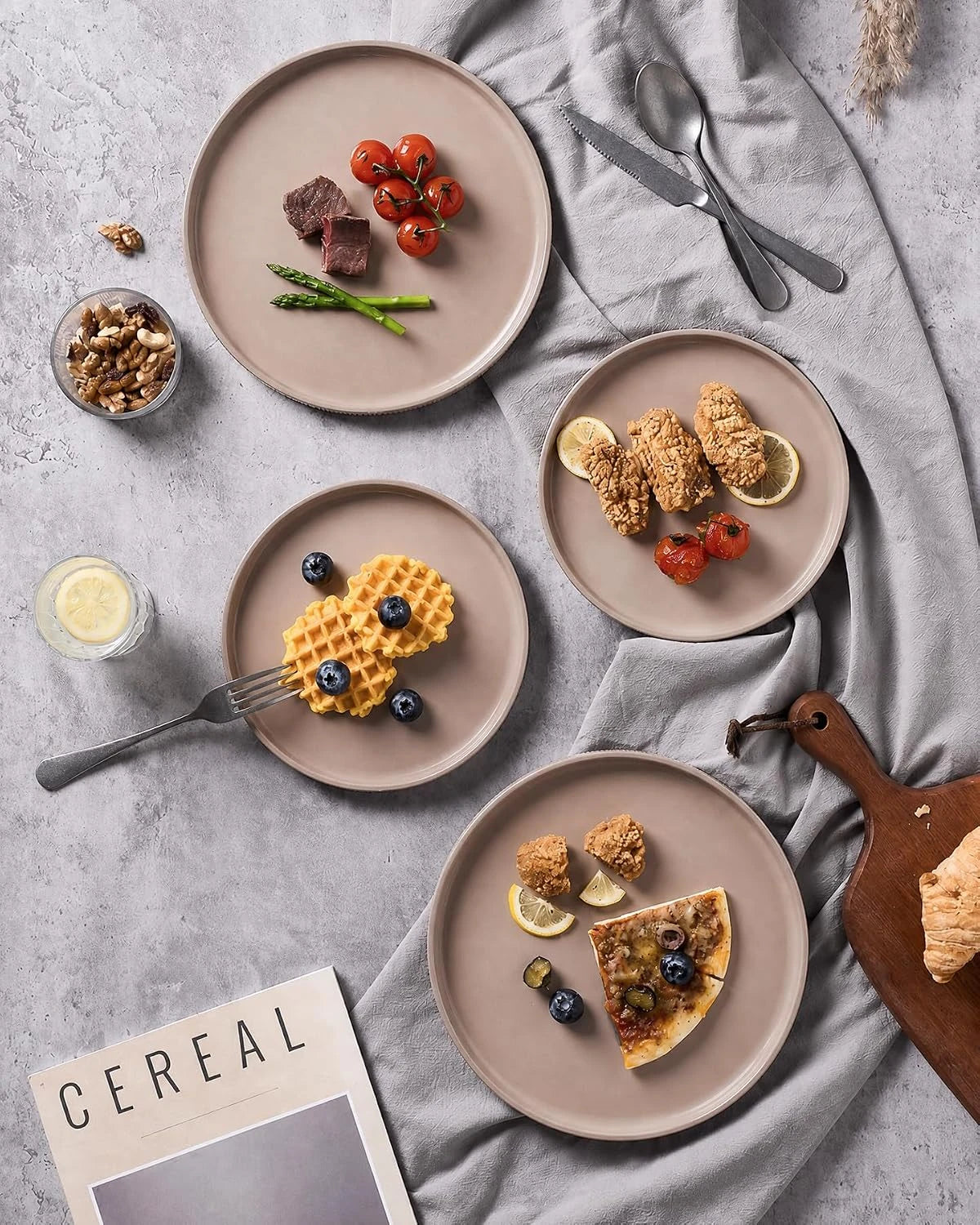 Famiware Star Line 10-Inch Stoneware Dinner Plates, Set of 6 - Cinnamon Brown - image 6