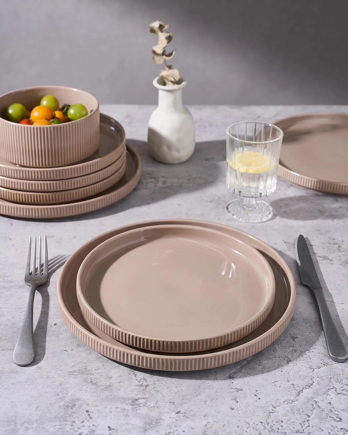 Famiware Star Line 10-Inch Stoneware Dinner Plates, Set of 6 - Cinnamon Brown - image 7