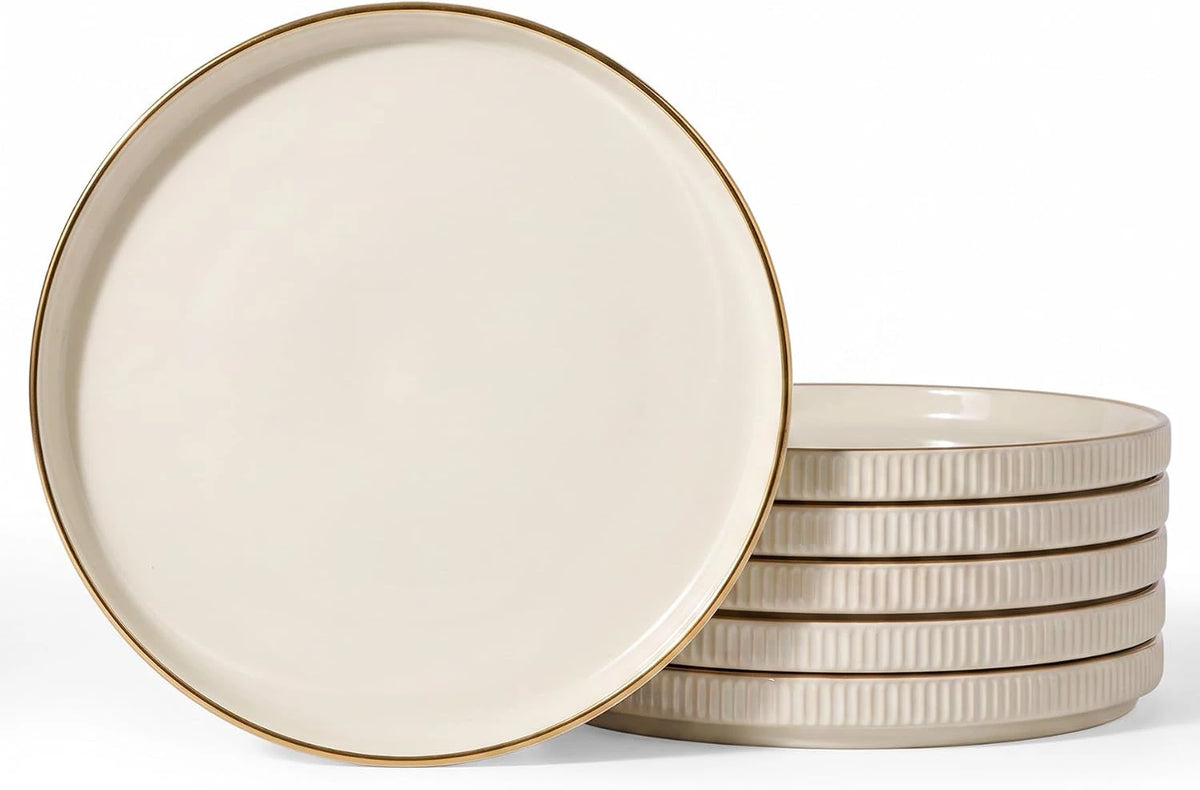 Famiware Star Line 10-Inch Stoneware Dinner Plates, Set of 6 - Cream - image 1