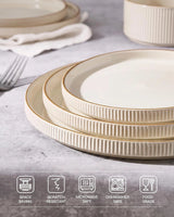 Famiware Star Line 10-Inch Stoneware Dinner Plates, Set of 6 - Cream - image 4