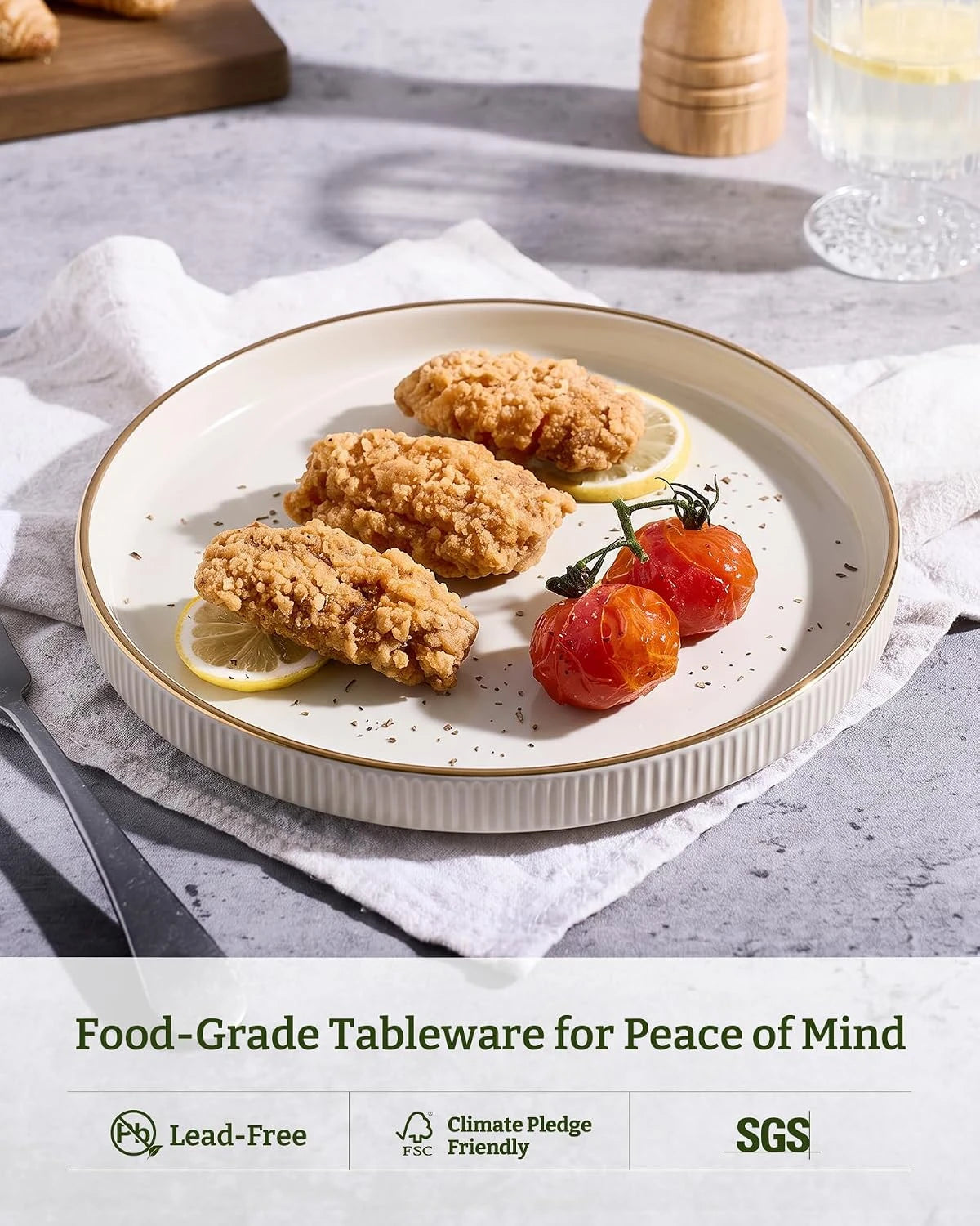 Famiware Star Line 10-Inch Stoneware Dinner Plates, Set of 6 - Cream - image 5