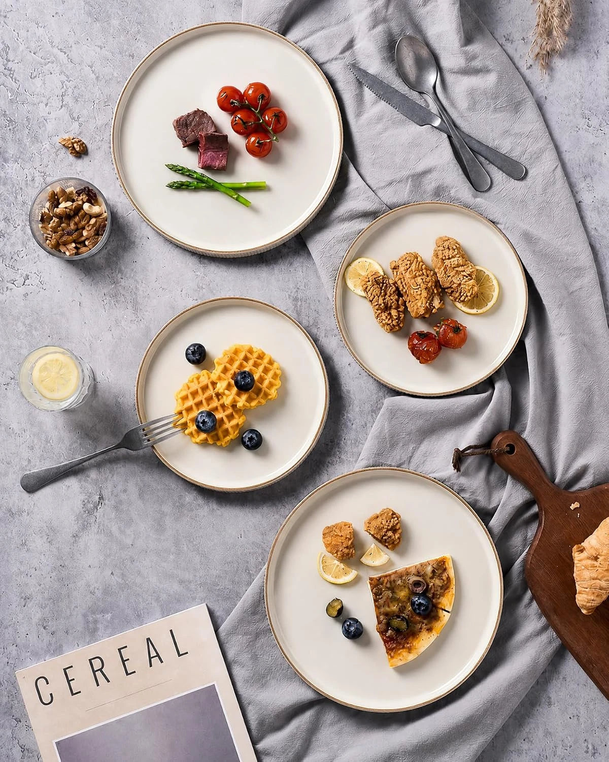 Famiware Star Line 10-Inch Stoneware Dinner Plates, Set of 6 - Cream - image 6