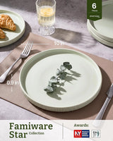 Famiware Star Line 10-Inch Stoneware Dinner Plates, Set of 6 - Light Green - image 3