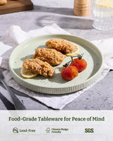 Famiware Star Line 10-Inch Stoneware Dinner Plates, Set of 6 - Light Green - image 5
