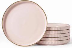 Famiware Star Line 10-Inch Stoneware Dinner Plates, Set of 6 - Light Pink - image 1