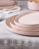 Famiware Star Line 10-Inch Stoneware Dinner Plates, Set of 6 - Light Pink - image 4