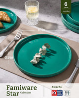 Famiware Star Line 10-Inch Stoneware Dinner Plates, Set of 6 - Sage Green - image 3