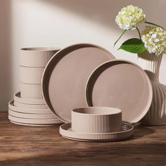 Famiware Star Line 12-piece dinnerware set, cinnamon brown, image 1