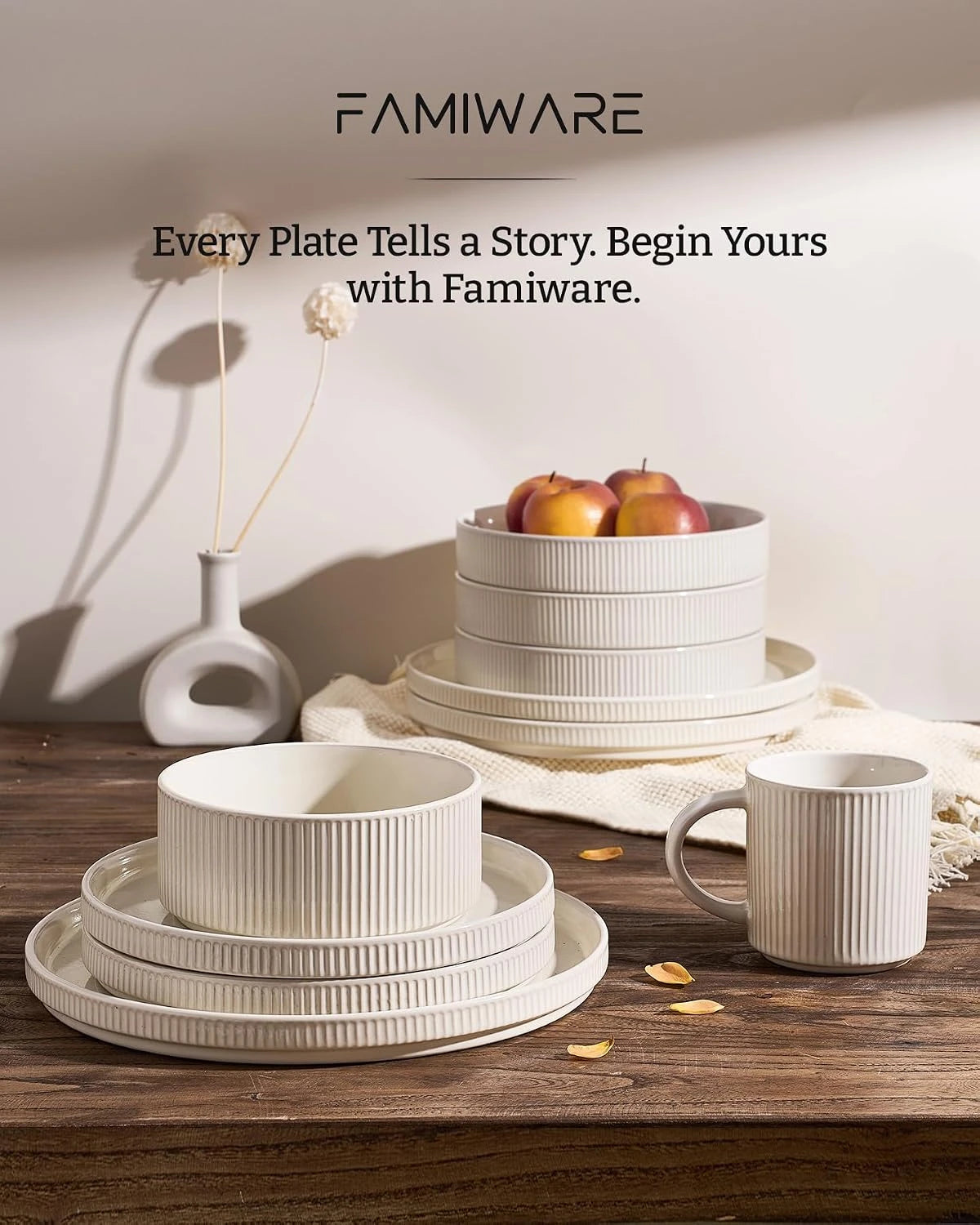 Famiware Star Line 12-piece dinnerware set, oat white, image 8