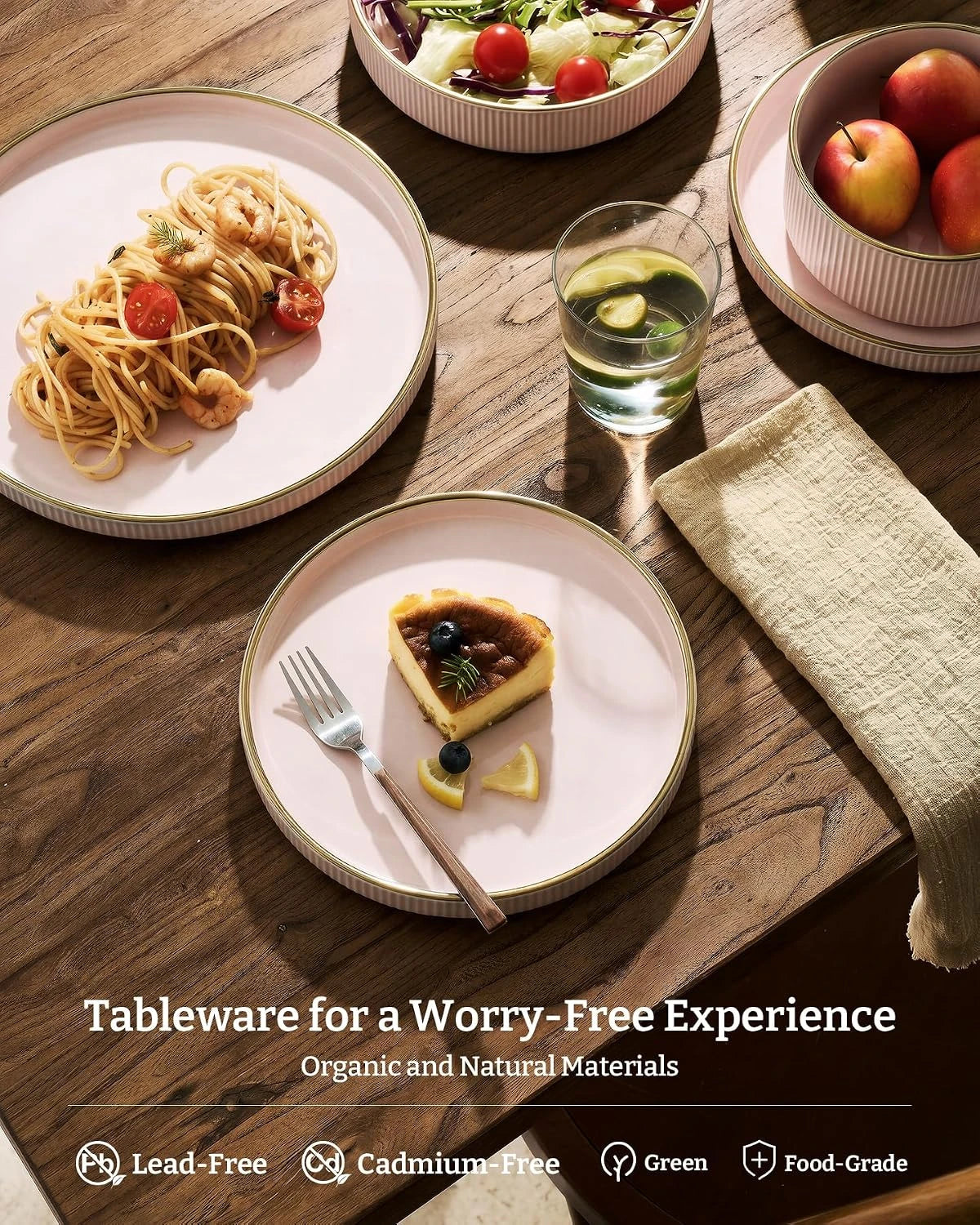 Vajilla de gres Famiware Grove de 24 piezas, servicio para 8 personas — Rosa claro, imagen 4