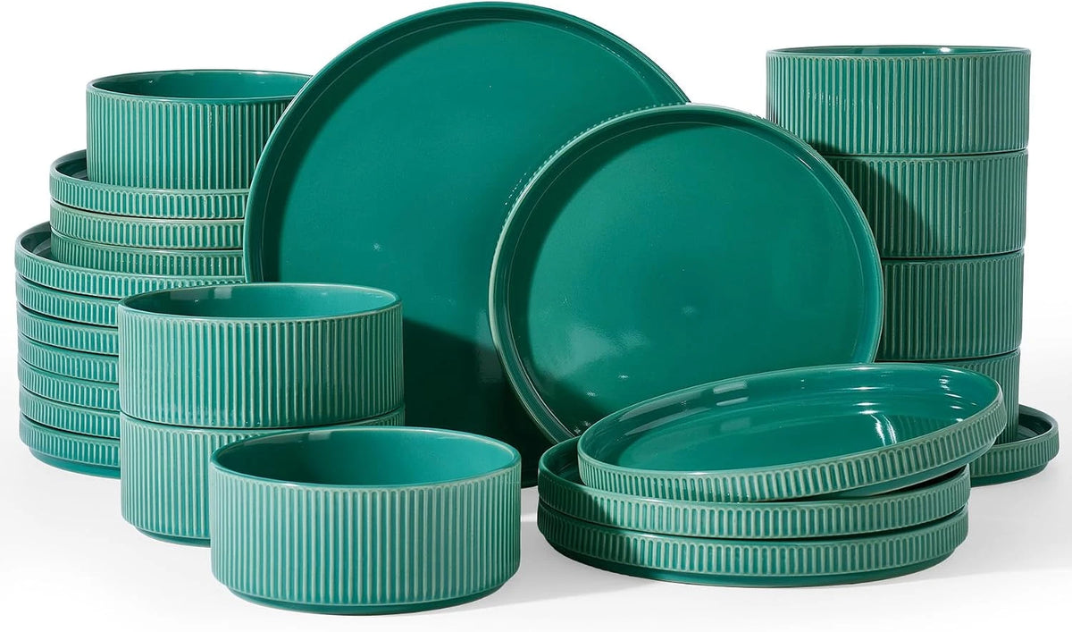 Vajilla de gres Famiware Grove de 24 piezas, servicio para 8 personas — Verde salvia, imagen 1