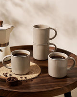 Famiware Star Line Ceramic Coffee Mugs, Set of 4 - Cinnamon Brown - image 3