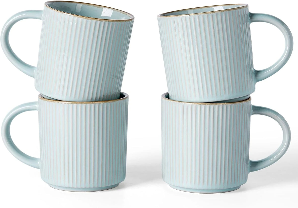 Famiware Star Line Ceramic Coffee Mugs, Set of 4 - Light Blue - image 1