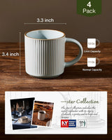 Famiware Star Line Ceramic Coffee Mugs, Set of 4 - Light Blue - image 4