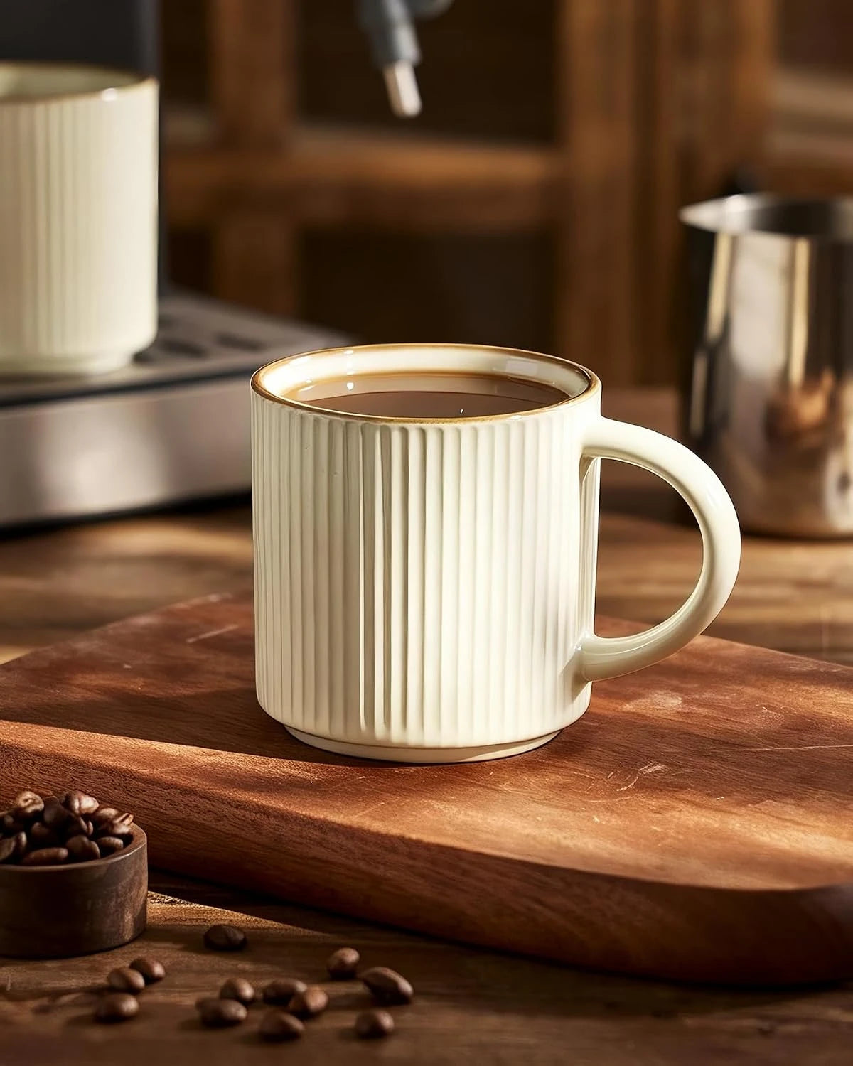 Famiware Star Line Ceramic Coffee Mugs, Set of 4 - Vanilla White - image 6