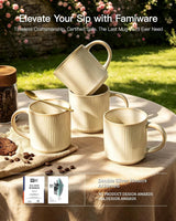 Famiware Star Line Ceramic Coffee Mugs, Set of 4 - Vanilla White - image 7
