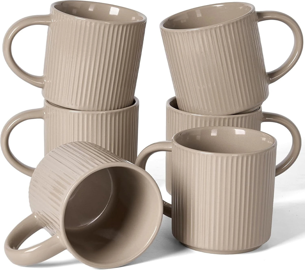Famiware Star Line Ceramic Coffee Mugs, Set of 6 - Cinnamon Brown - image 1