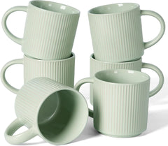 Famiware Star Line Ceramic Coffee Mugs, Set of 6 - Green - image 1