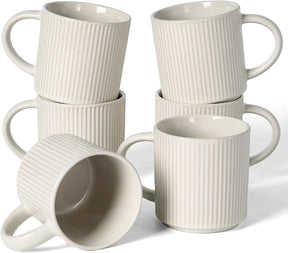 Famiware Star Line Ceramic Coffee Mugs, Set of 6 - Oat - image 1