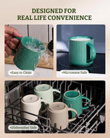 Famiware Star Line Ceramic Coffee Mugs, Set of 6 - Sage Green - image 7
