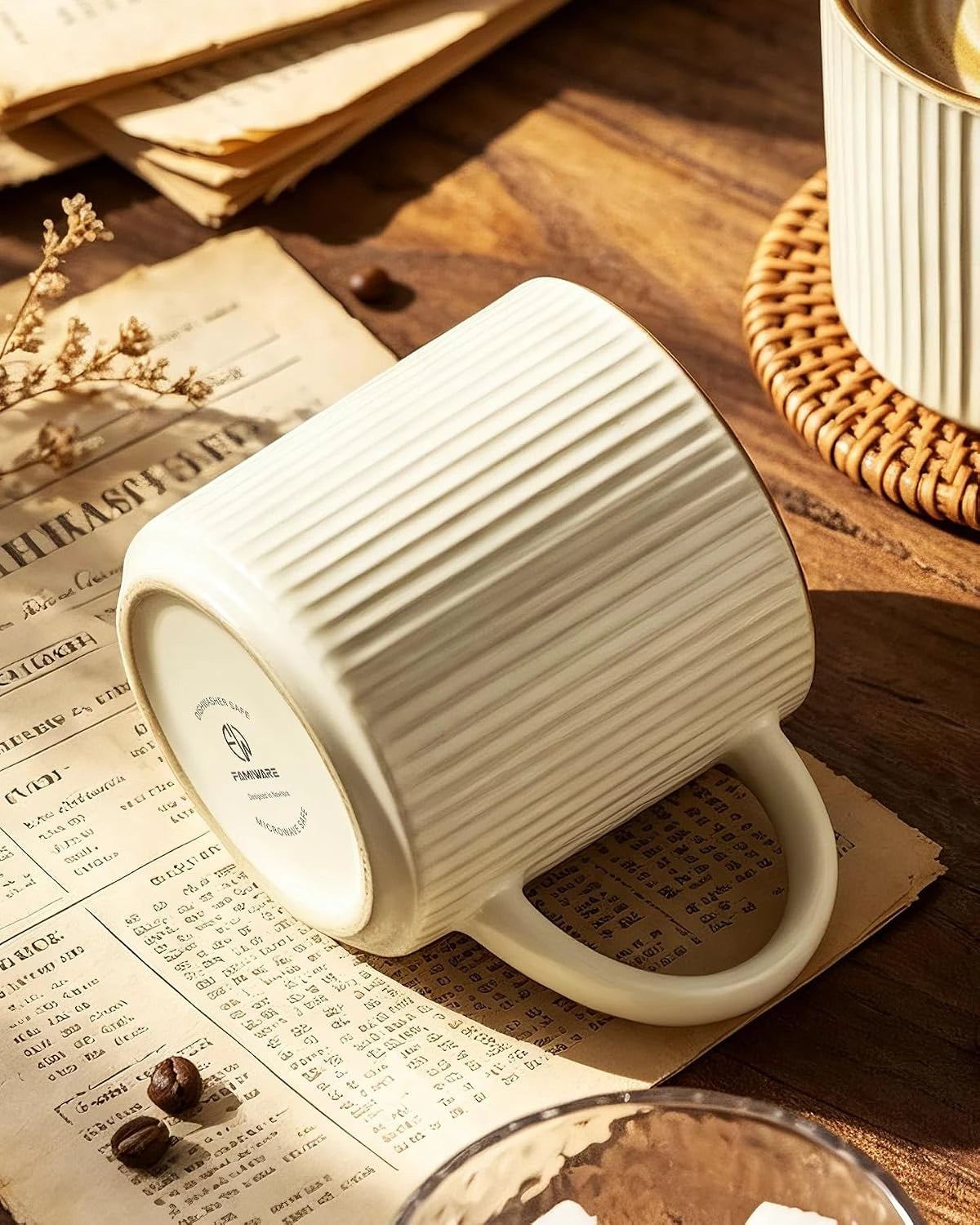 Famiware Star Line Ceramic Coffee Mugs, Set of 6 - Vanilla White - image 8