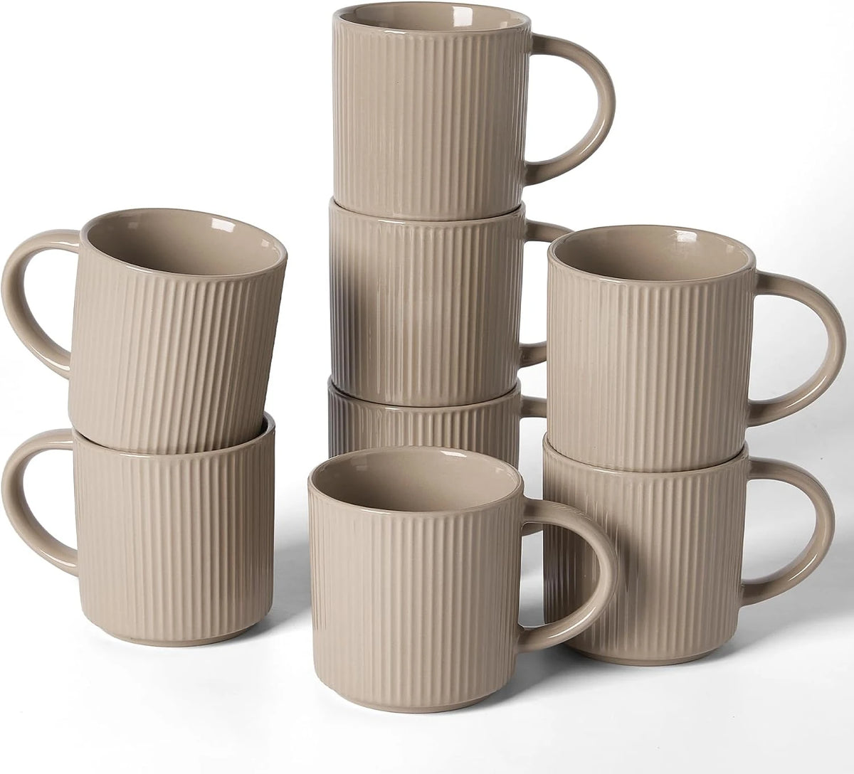 Famiware Star Line Ceramic Coffee Mugs, Set of 8 - Cinnamon Brown - image 1