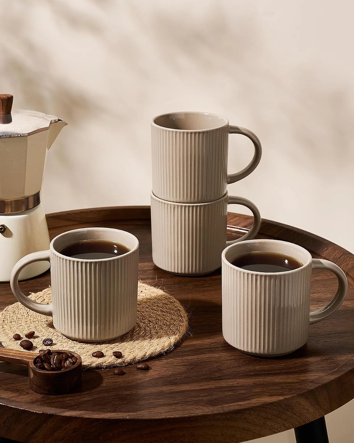 Famiware Star Line Ceramic Coffee Mugs, Set of 8 - Cinnamon Brown - image 3
