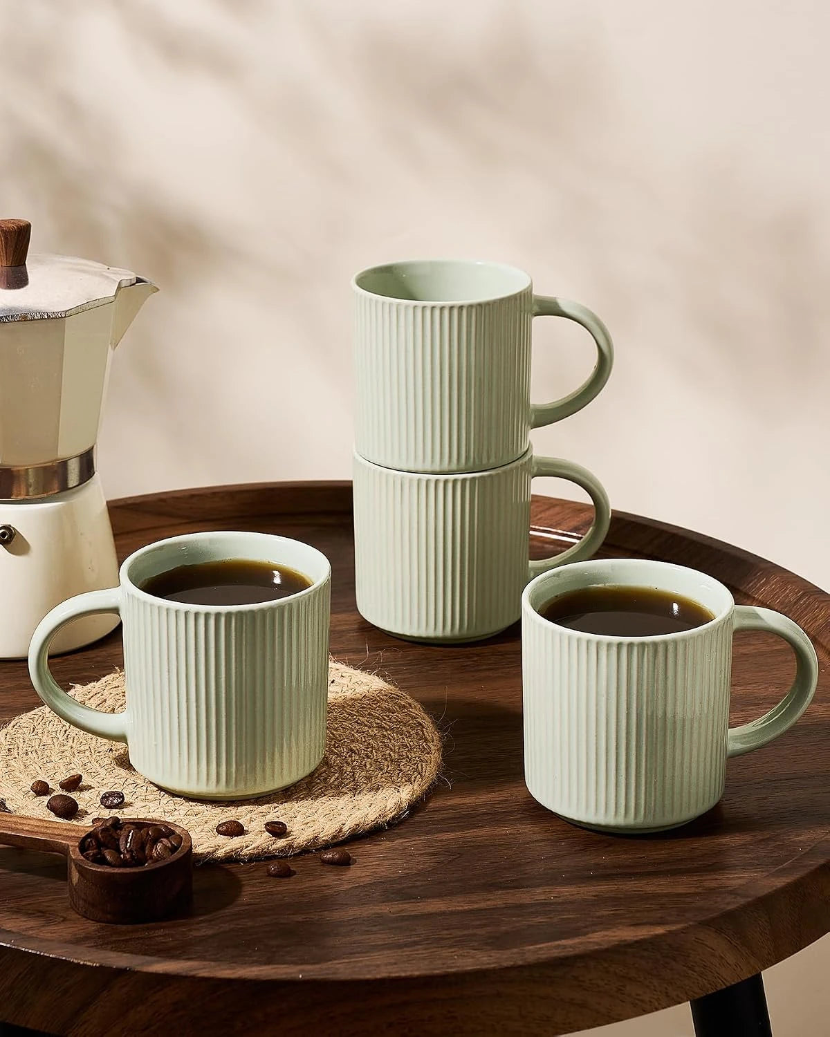 Famiware Star Line Ceramic Coffee Mugs, Set of 8 - Green - image 3