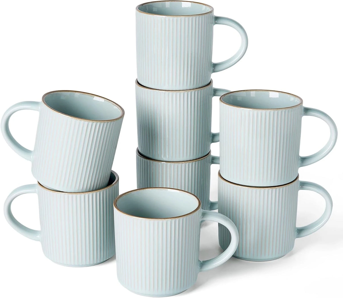 Famiware Star Line Ceramic Coffee Mugs, Set of 8 - Light Blue - image 1