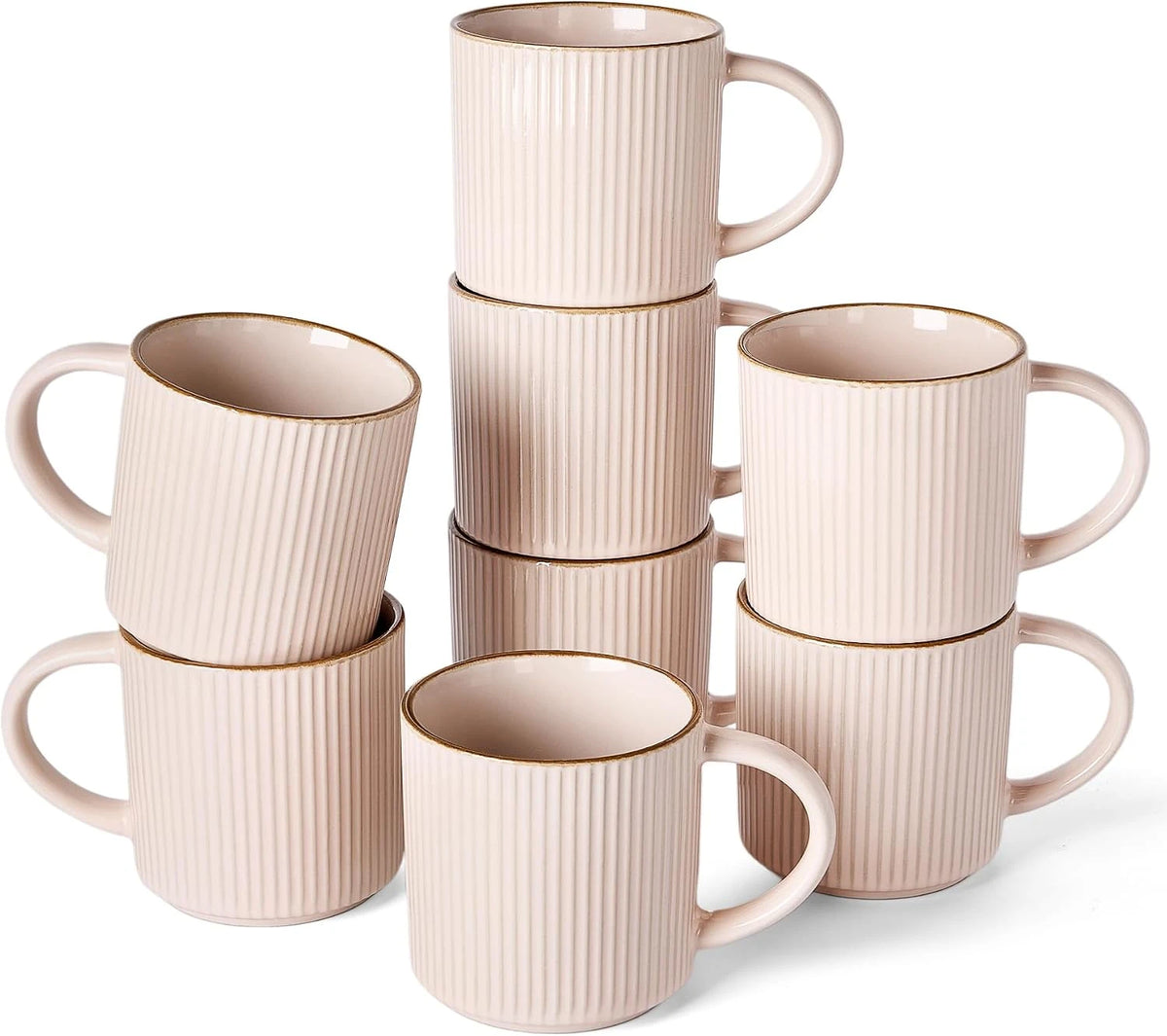 Famiware Star Line Ceramic Coffee Mugs, Set of 8 - Light Pink - image 1