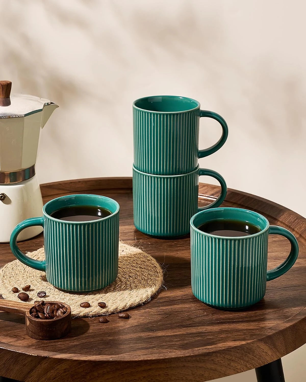 Famiware Star Line Ceramic Coffee Mugs, Set of 8 - Sage Green - image 3