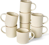 Famiware Star Line Ceramic Coffee Mugs, Set of 8 - Vanilla White - image 1