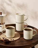 Famiware Star Line Ceramic Coffee Mugs, Set of 8 - Vanilla White - image 3
