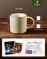 Famiware Star Line Ceramic Coffee Mugs, Set of 8 - Vanilla White - image 4