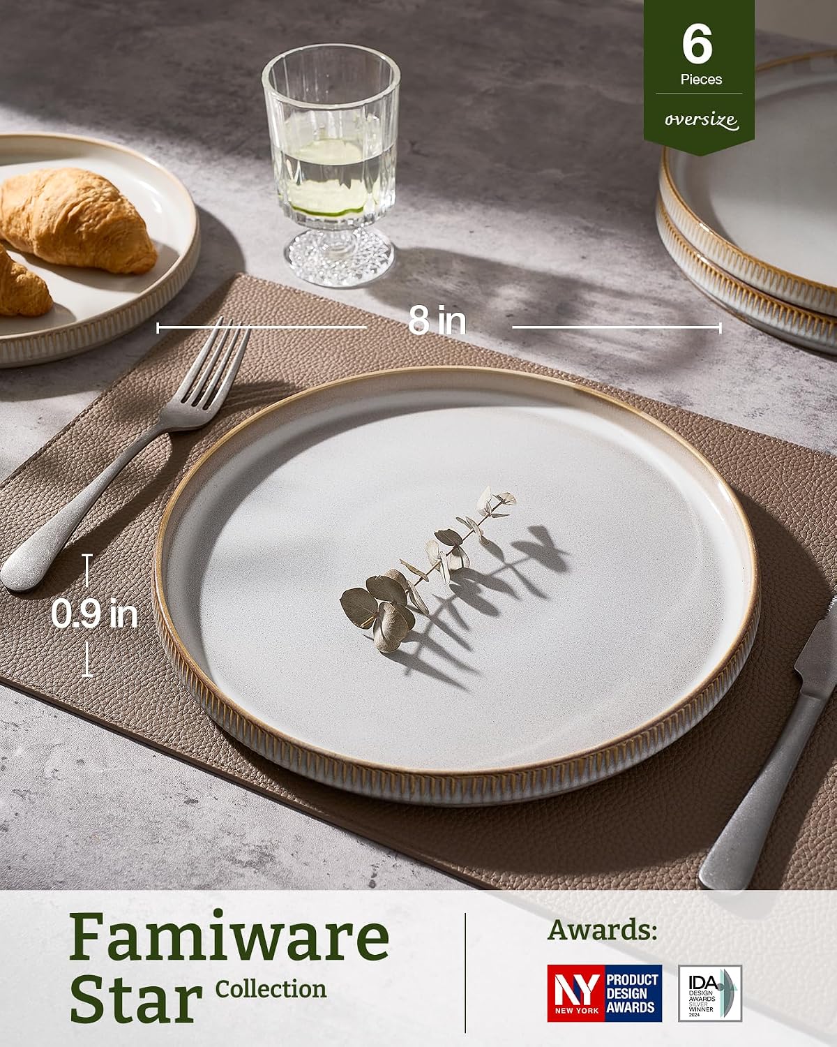 Platos de cerámica Famiware Star para ensalada, juego de 6