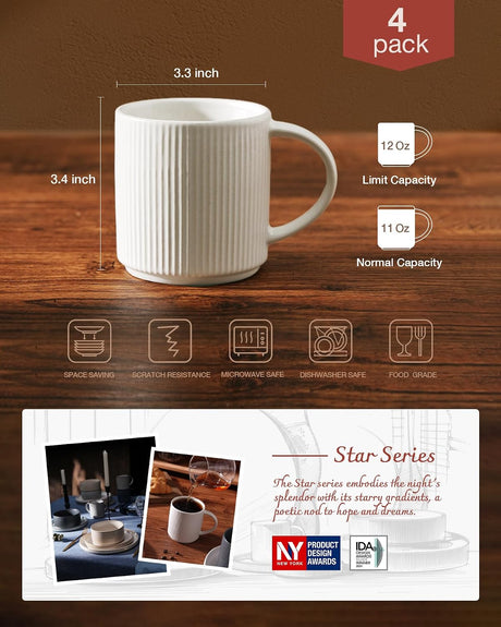 Tazas de café de cerámica Star de Famiware, juego de 4