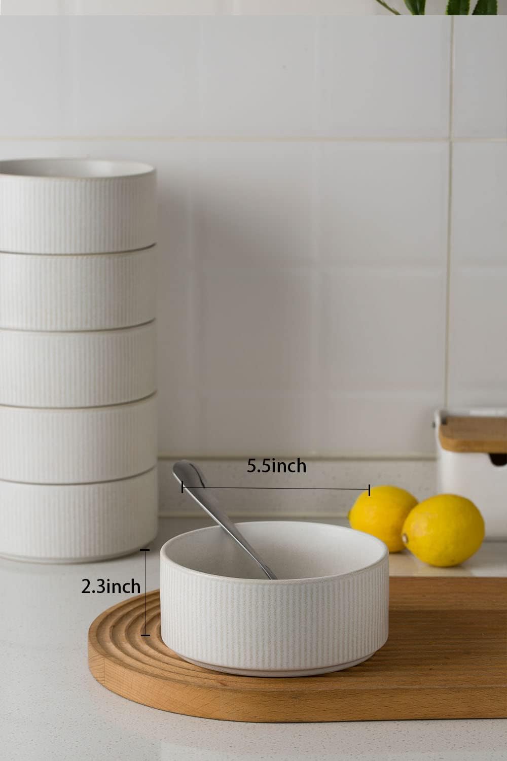 Famiware Star Ceramic Cereal Bowls, Set of 6