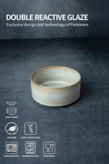 Famiware Star Ceramic Cereal Bowls, Set of 6